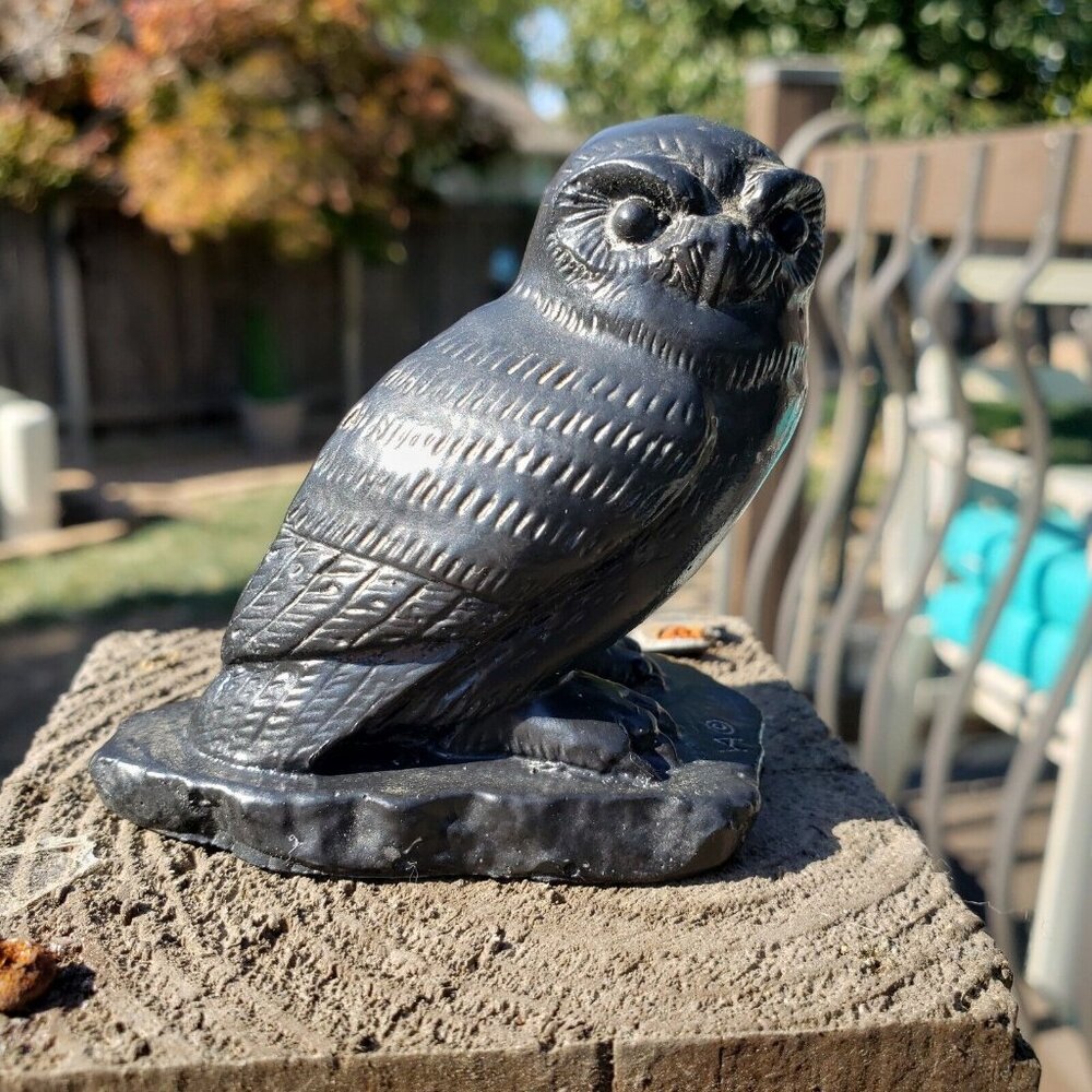 Vanstone Carved Owl Figurine Vancouver, B.C.‎ Canada 2.5 in Tall Black Soapstone
